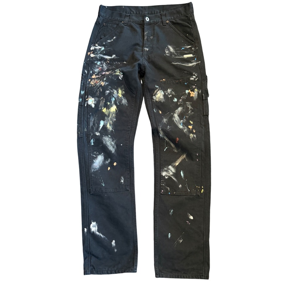 Off White FW2019 Painted Canvas Double Knee Carpenter Pants Black